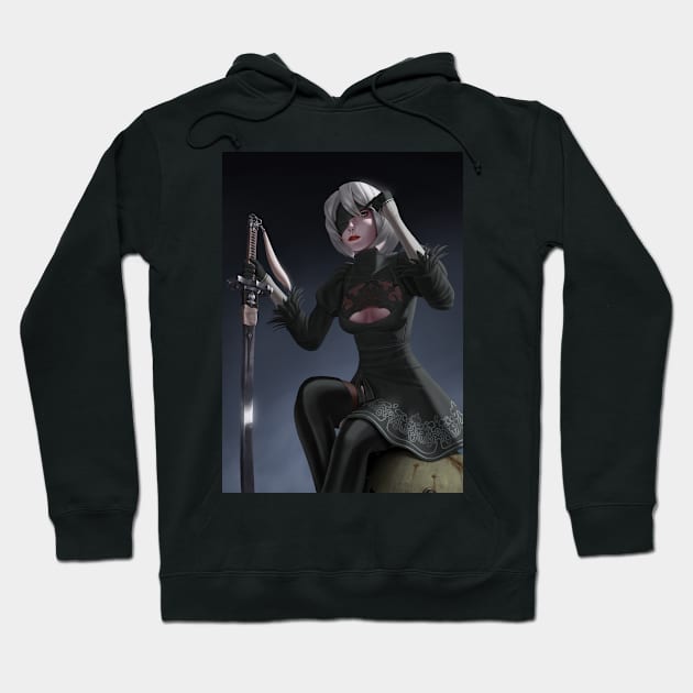 2B (With Mask) Hoodie by gagimas